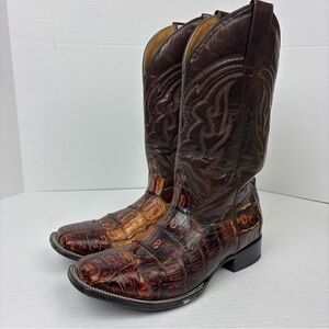 Rogers Caiman 1014 Size 12 EE Men’s Cowboy Boots Brown Leather Western Flaw
